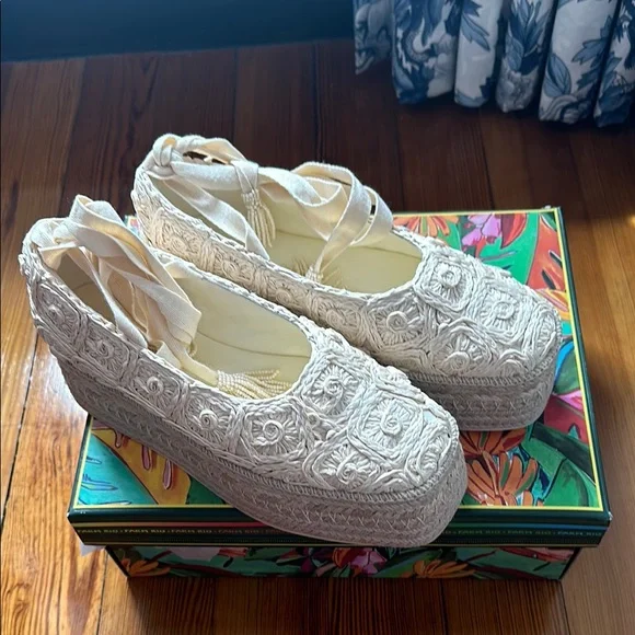 FARM Rio Natural Ballerina Espadrille Flatform Sandal size 7 - Picture 1 of 4